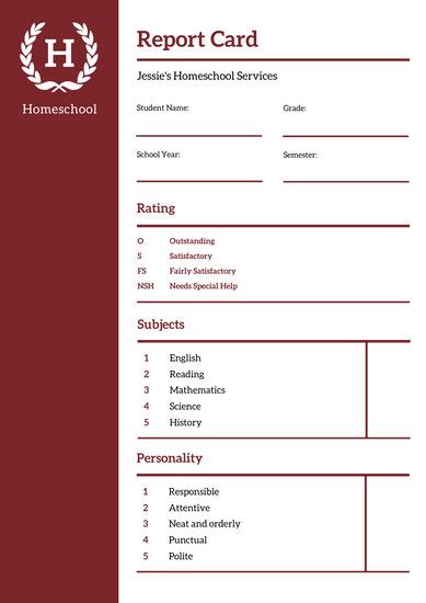 Report Cards For Homeschoolers Resume Template Database