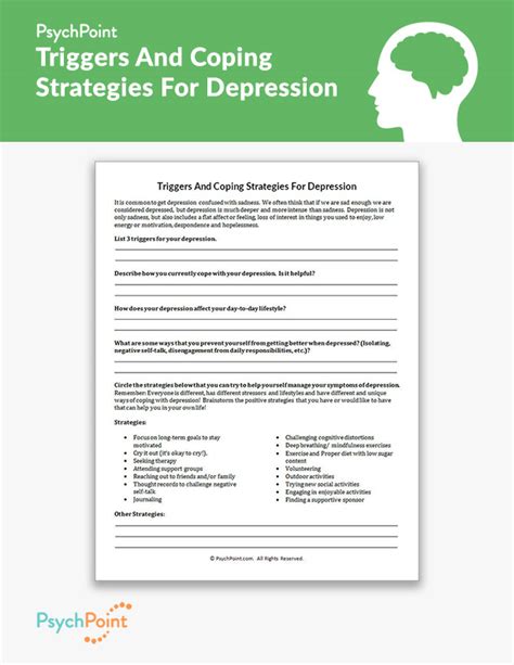 Triggers And Coping Strategies For Depression Worksheet Psychpoint