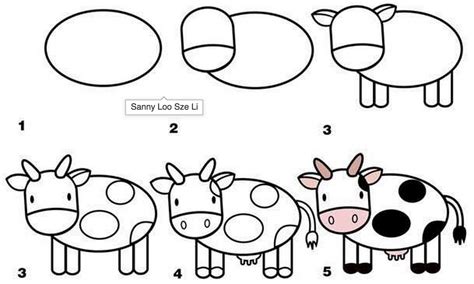 How To Draw A Moo Moo Cow Easy Drawings Animal Drawings Learn To Draw