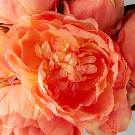 Peach Artificial Peony Bouquet Spring Summer Flowers Floral
