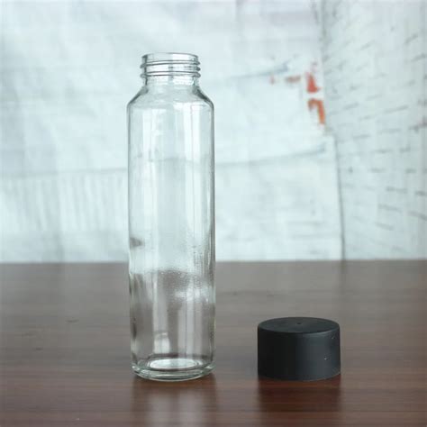 400ml Voss Style Water Bottle Drinking Glass Bottle With Plastic Lid