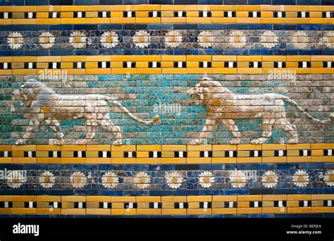 Lions In Glazed Ceramic From The Processional Way Of Ishtar Gate