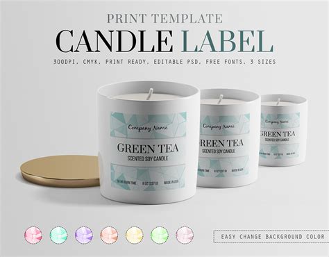Candle Label Template Candle Label Print Template Printable Etsy