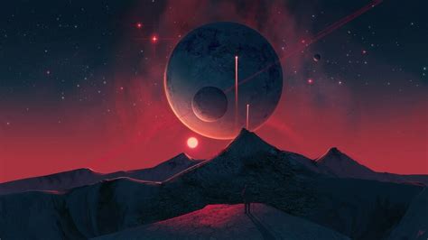 Night Sky Planet Landscape Scenery Sci Fi Digital Art 4k 6