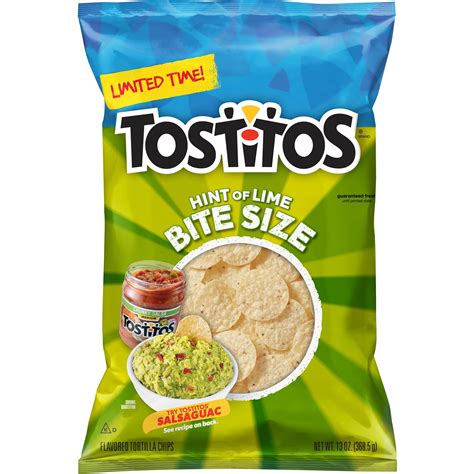 hi tostitos hint of lime bite size tortilla chips 13 oz bag
