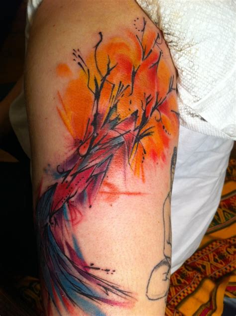 Right back shoulder color watercolor tree tattoo. "Watercolour" tree done by Diego Salinas in DC | Tattoos ...