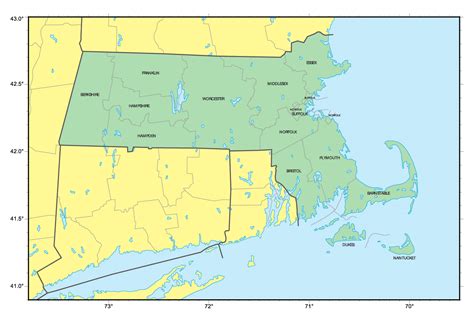 Detailed administrative map of Massachusetts state | Vidiani.com | Maps ...