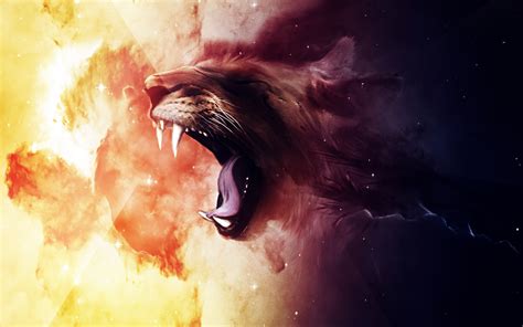 Artwork Fantasy Art Abstract Space Lion Clouds Stars Wallpapers Hd Desktop And Mobile