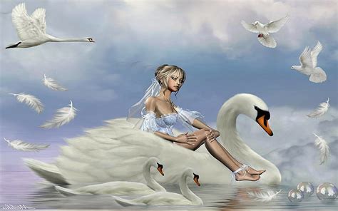 Fantasía mujer pájaro pluma niña cisne mujer Fondo de pantalla HD Wallpaperbetter