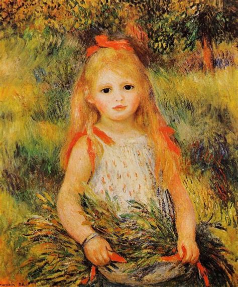 Little Girl With A Spray Of Flowers 1888 Painting Pierre Auguste