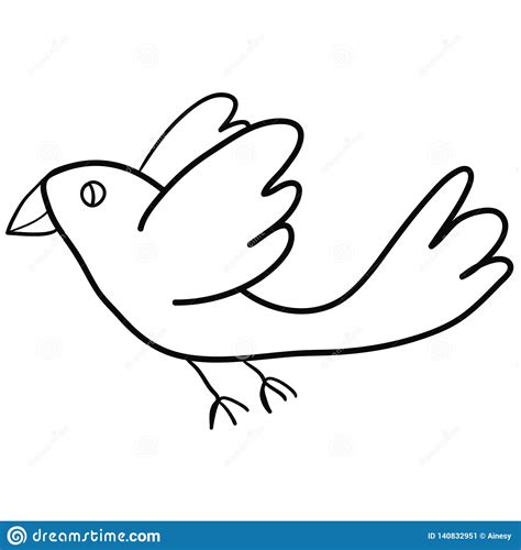 Cartoon Doodle Flying Bird Isolated On White Background Stock Vector