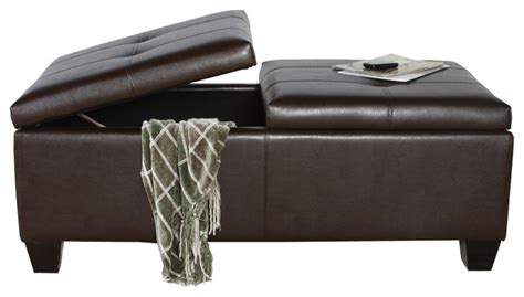 Tufted designs with trays create better look and feel significantly. Alpine Leather Storage Ottoman Coffee Table - Transitional ...