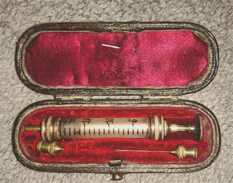 A Beautiful Victorian Syringe In Original Case Vintage Medical