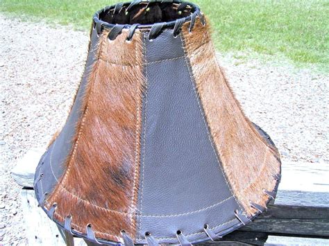 Southwest Leather Cowhide Table Lamp Shade Rustic Western Lighting