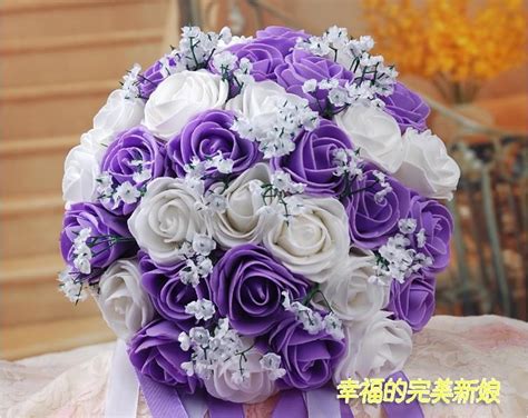 Some combinations of purple & yellow artificial wedding bouquets. Beautiful Wedding Bouquet Artificial 30 Rose Flowers ...