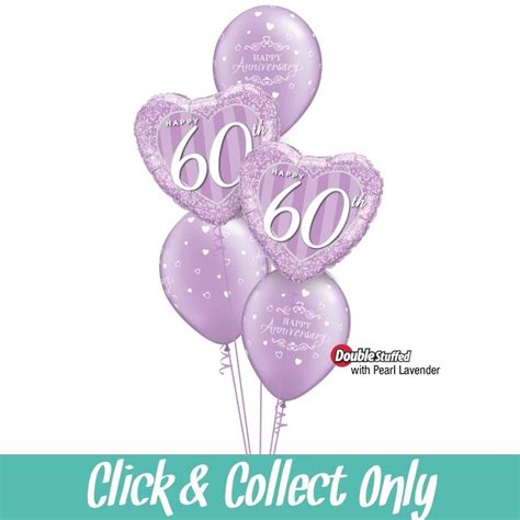 60th Diamond Wedding Anniversary Inflated 5 Balloon Bouquet Buy Online