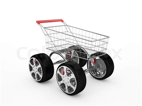 Shopping Cart With Big Wheels Stock Photo Colourbox