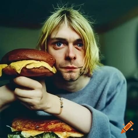 kurt cobain enjoying a giant burger