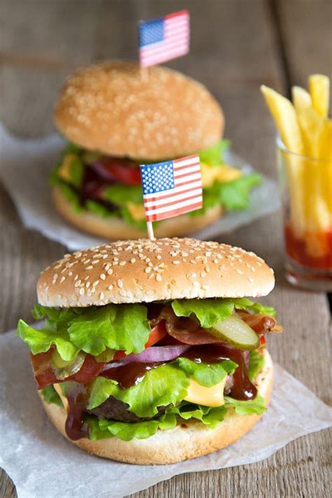 Two American Burger With French Fries Stock Photo Image Of Hamburger