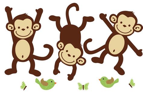 Monkey Wall Decals Repositionable Monkey Stickers Nursery Wall Decal