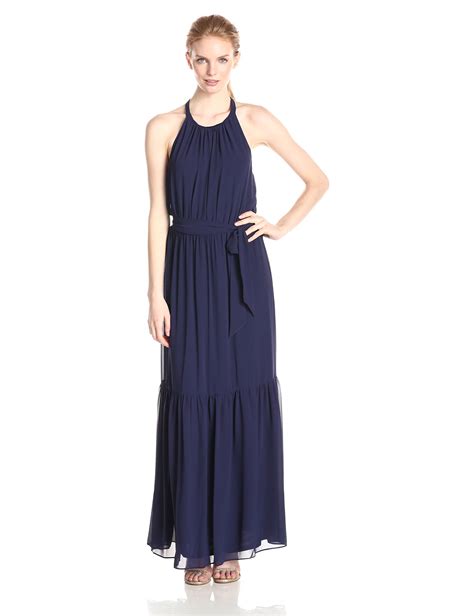 Jessica Simpson Women S Halter Maxi Dress With Lazer Back Detail At