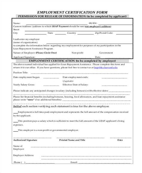 Free 7 Sample Employment Certification Forms In Pdf Ms Word