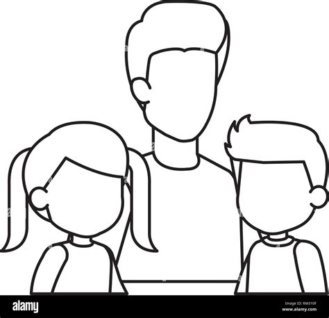 le père avec son fils et sa fille vecteur caractères illustration design image vectorielle stock