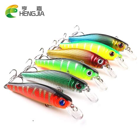 Hengjia 6pcs Bass Fishing Lure Kit 85cm 9g Minnows Wobblers Crankbait