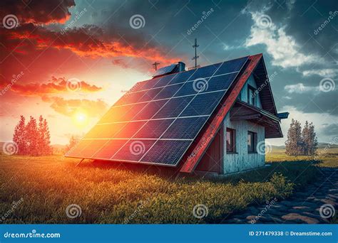 House With The Solar Panels On The Roof Stock Photo Image Of