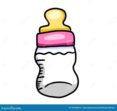 A Adorable Cartoon Pink Baby Bottle Stock Illustration Illustration