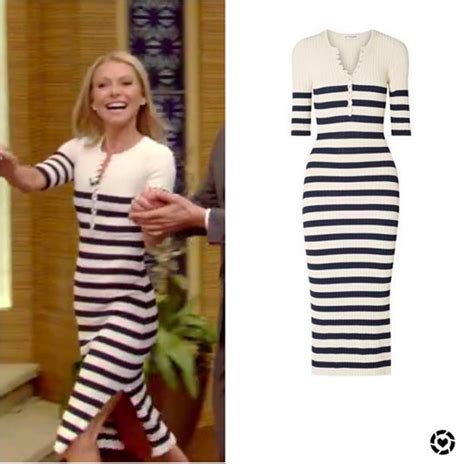 Kelly Ripas White And Blue Striped Dress On Live With Kelly And Ryan