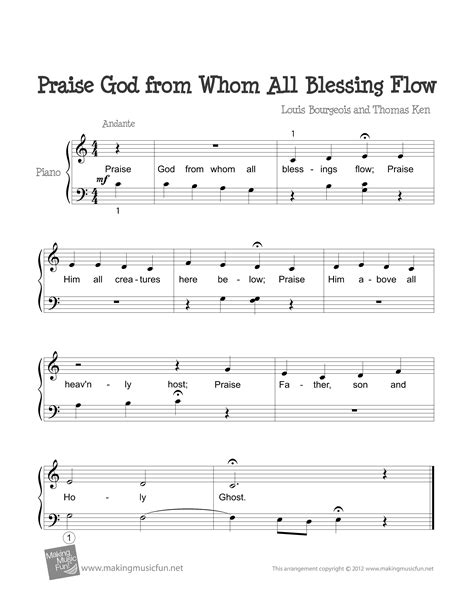 Hymn Praise God From Whom All Blessing Flow Sheet Music Pdf Free
