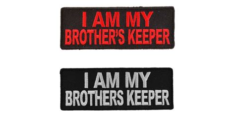 I Am My Brothers Keeper Patches Red White Embroidery On Black Patch 2