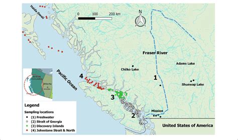 Map Of British Columbia Bc Canada Illustrating The Fraser River