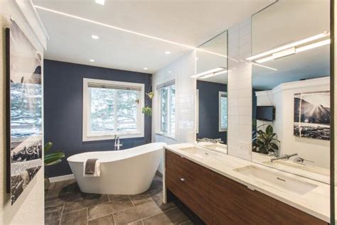 Contemporary Bathroom With Gray Accent Wall Hgtv
