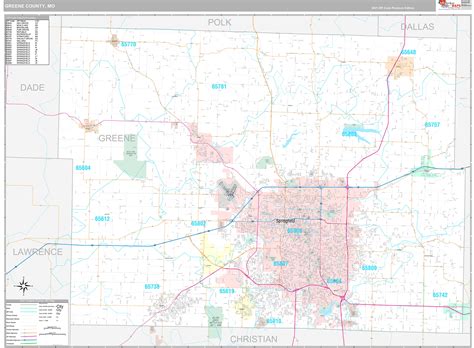 Greene County, MO Wall Map Premium Style by MarketMAPS - MapSales