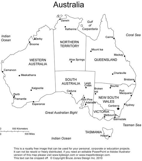 Australia Printable Map
