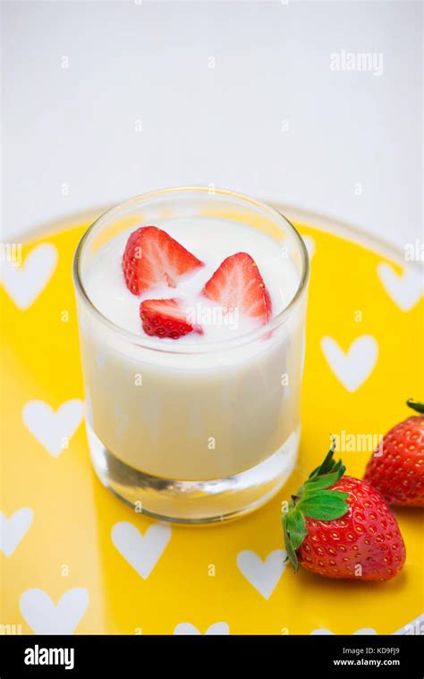 Strawberry Yoghurt Healthy Food With Strawberries And Yoghurt