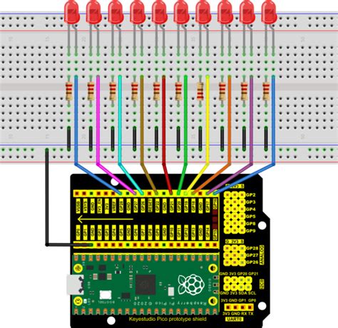 Project Flowing Light Ks Keyestudio Raspberry Pi Pico