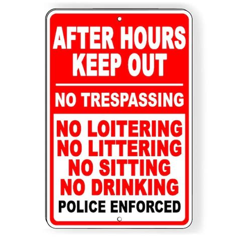 After Hours No Trespassing Loitering Littering Sitting Police Etsy