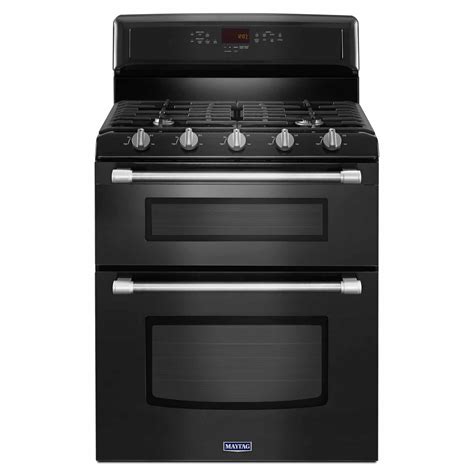 Maytag Mgt8720de 60 Cu Ft Double Oven Gas Range Black W Stainless