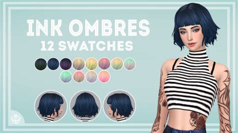 Sims 4 Hair Ombre The Sims Resource My Sims 4 Blog Ink Ombre Hair