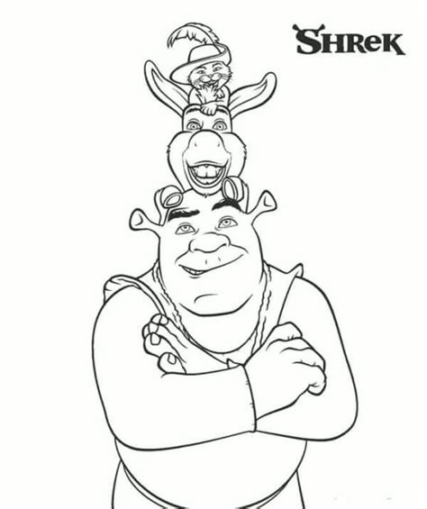 Shrek With Donkey And Cat Coloring Page Download Print Or Color
