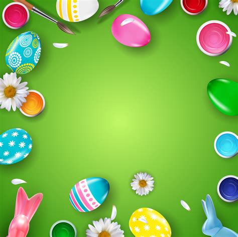 Easter Poster Template With 3d Realistic Easter Eggs Template For