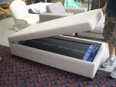 Buy products such as homcom small sofa couch futon with fold up bed and adjustable backrest, featuring modern design with chic suede, grey at walmart and save. Ottoman with Fold Out Bed - Melbourne Upholstery ...