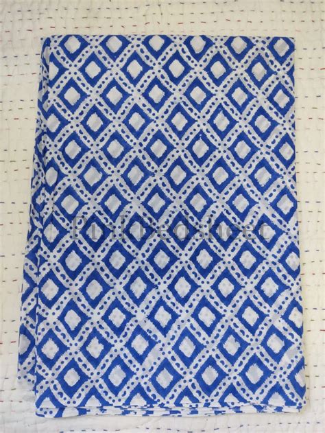 Indian Blue Block Print Fabric Block Print Dress Summer Etsy