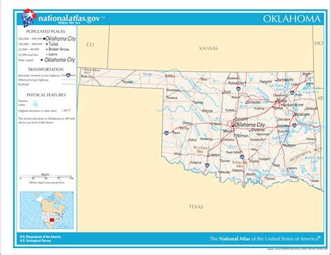 Landkarte Oklahoma Strassenkarte Karten Und