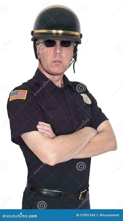 Serious Motorcycle Cop Police Policeman Isolated Stock Photos Image