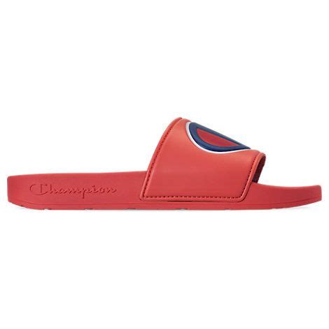 Champion Men S Ipo Slide Sandals From Finish Line In Red Red Blue