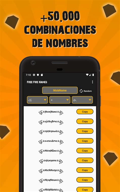 This cute display name generator is designed to produce creative usernames and will help you find new unique nickname suggestions. Creador de Nombres Para Free Fire - Nicknames for Android ...